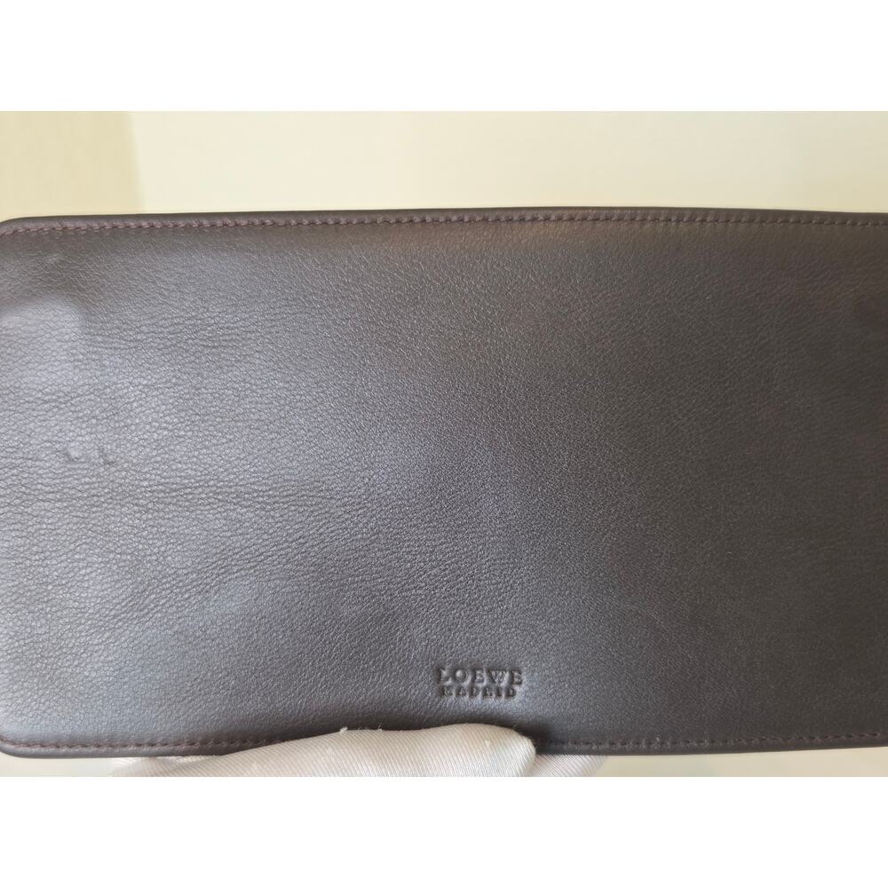 Loewe Brown Suede Anagram Zip Pouch Clutch Leather Auth Spain Lightweight Soft - Picture 11 of 12